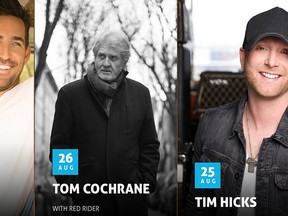 Lucknow's Music in the Fields runs Aug. 24-26, 2016 featuring country stars Jake Owen and Tom Cochrane on Aug. 26, and Tim Hicks on Aug. 25, with many more musicians taking part at the festival.
