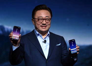 DJ Koh Samsung President Mobile Communications Business introduces the new Samsung S8 and S8 Plus during a new conference on March 29, 2017 in New York. (TIMOTHY A. CLARY/AFP/Getty Images)