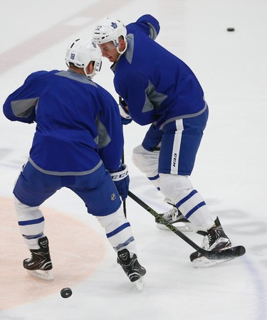 Toronto Maple Leafs  Martin Marincin (L) Alexey Marchenko, and Ben Smith (R)  worked out as part of the optional skate in preparation for their final three-game road trip of the season which starts Thursday against the Nashville Predators on Wednesday March 29, 2017. Jack Boland/Toronto Sun/Postmedia Network