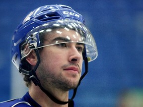 Sudbury Wolves defenceman Kyle Capobianco listens to instructions during during team practice in Sudbury, Ont. on Wednesday March 29, 2017. The Wolves host the Oshawa Generals on Thursday for game 4 of their OHL playoff series.Gino Donato/Sudbury Star/Postmedia Network