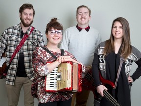 From left are Charlie Weber, Taylor Holden, Alex Thoms and Sara Campbell of Taylor Holden and The Law of Averages. Missing is Katherine Fischer. (Free Press file photo)
