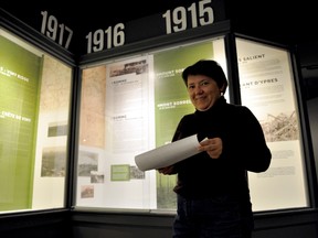 Georgiana Stanciu, executive director and curator of the Royal Canadian Regiment Museum, inside a new First World War exhibit March 22, 2017. The timely exhibit opens March 30. CHRIS MONTANINI\LONDONER\POSTMEDIA NETWORK