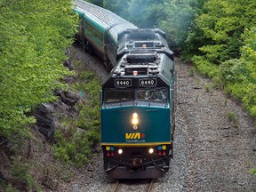 A Via Rail train moves through Halifax on Tuesday, June 4, 2013. (THE CANADIAN PRESS/Andrew Vaughan)