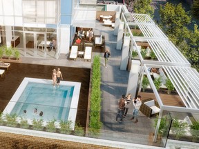 Drawing of the fifth-floor outdoor patio in Edmonton's Encore condominium tower, a 43-storey building scheduled to be finished in fall 2019.