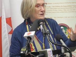 Carolyn Bennett, minister of Idigenous and Northern Affairs, talks about the importance of assisting First Nation children during a funding announcement Thursday in Sudbury. (Harold Carmichael/Sudbury Star)