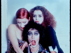 Nell Campbell as Columbia, from left, Tim Curry as Dr. Frank-N-Furter, and Patricia Quinn as Magenta in Rocky Horror Picture Show. (Postmedia Network files)