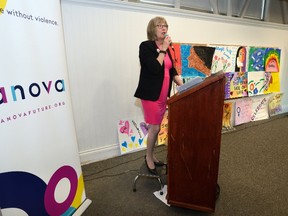 Kate Wiggins, executive director of Anova, during the announcement of a new centre to help victims of sexual violence and abuse called Anova at the Covent Garden Market on Friday March 31, 2017. Anova is the result of the merger of the Women's Community House and the Sexual Assault Centre. (MORRIS LAMONT, The London Free Press)