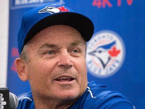 Toronto Blue Jays manager John Gibbons comments on his contract extension Saturday, April 1, 2017 in Montreal. (THE CANADIAN PRESS/Paul Chiasson)