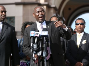 Benjamin Crump, an attorney for the Corey Jones' family, speaks to the media during a press conference to address the shooting of Jones on October 22, 2015 in West Palm Beach, Florida. The family of the church drummer is seeking answers to why he was shot dead as he waited by his disabled car by a Palm Beach Gardens Police department plainclothes police officer early Sunday morning. (Joe Raedle/Getty Images)