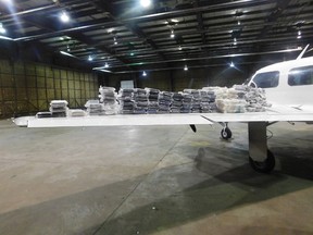 The U.S. Customs and Border Protection Agency say two Quebec men are facing drug charges after they found nearly 136 kilograms of cocaine on a private plane headed for Windsor. (U.S. Customs and Border Protection Agency photo)