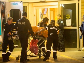 A man suffered multiple gunshot wounds after a shooting on Brenyon Way, near Morningside Ave. and Sheppard Ave., shortly before 1 a.m. Monday morning. (VICTOR BIRO)