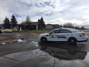 RCMP investigators on the scene of a double homicide in the small town of Chipman east of Edmonton on Monday, April 3, 2017. Juris Graney/Postmedia