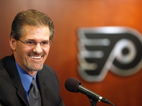 In this May 7, 2014, file photo, New Philadelphia Flyers general manager Ron Hextall speaks during a news conference in Philadelphia. (AP Photo/Matt Slocum, File)