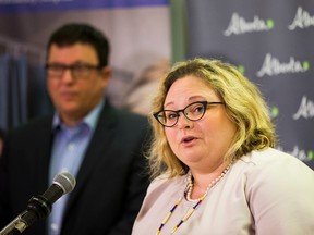 Health Minister Sarah Hoffman holds a news conference with Patrick Dumelie, Covenant Health president and CEO at the Misericordia Hospital to announce plans for a major modernization of the aging hospital's emergency room on Monday April 3, 2017 in Edmonton. Greg Southam / Postmedia