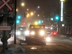 City plows clear the streets of the downtown area on Jan. 4. (Gino Donato/Sudbury Star file photo)