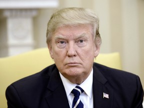 WASHINGTON, DC - APRIL 03: (AFP OUT) U.S. President Donald Trump looks on as he meets with Egyptian President Abdel Fattah Al Sisi in the Oval Office of the White House on April 3, 2017 in Washington, DC. President Trump and President Al Sisi are scheduled to participate in an expanded bilateral meeting. (Photo by Olivier Douliery-Pool/Getty Images)