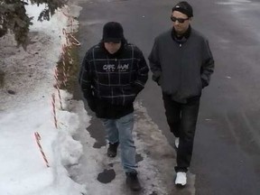 Ottawa police released this image of two men suspected in a March 1 burglary at a house on Trillium Avenue. MICHAEL A HAARBOSCH