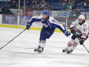 Sudbury Wolves defenceman Kyle Capobianco  during playoff action against the Oshawa Generals  in Sudbury, Ont. on Tuesday March 28, 2017. Gino Donato/Sudbury Star/Postmedia Network