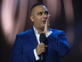 Russell Peters hosts the Juno awards show, Sunday, April 2, 2017, in Ottawa. The head of the Juno Awards is apologizing for comments that co-host Peters made during Sunday's telecast. (THE CANADIAN PRESS/PHOTO)