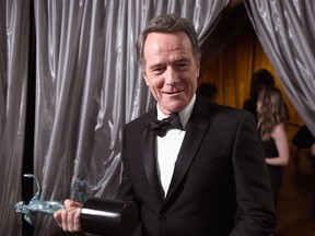 Actor Bryan Cranston, winner of the Outstanding Performance by a Male Actor in a Miniseries or Television Movie award for 'All the Way,' poses in the press room during The 23rd Annual Screen Actors Guild Awards at The Shrine Auditorium on January 29, 2017 in Los Angeles, California. 26592_017 (Photo by Matt Winkelmeyer/Getty Images for TNT)