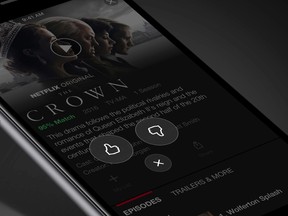 This photo provided by Netflix shows a demonstration of the service's new thumbs-up and thumbs-down rating system. (Netflix via AP)