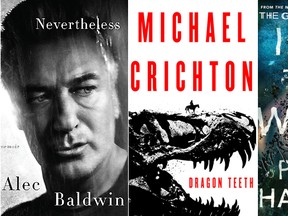 "Nevertheless: A Memoir," by Alec Baldwin; "Dragon Teeth," by Michael Crichton and "Into the Water," by Paula Hawkins are just three of the new books hitting shelves this spring