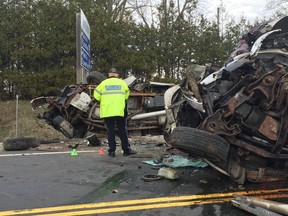 A two-vehicle crash killed two people Wednesday afternoon, OPP said. (JENNIFER BIEMAN/POSTMEDIA NETWORK)