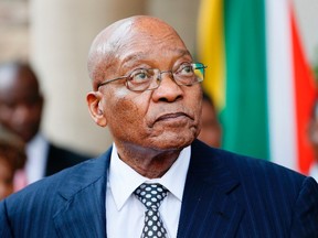 South African President Jacob Zuma gives a press conference during an official visit of the President of the Central African Republicon April 5, 2017 at the Sefako M Makgatho Presidential Guesthouse in Pretoria. South Africa's ruling ANC party on April 5, 2017, expressed support for President Jacob Zuma after senior members openly criticised his cabinet reshuffle, citing fears of worsening corruption and economic crisis. (PHILL MAGAKOE/AFP/Getty Images)