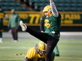 Edmonton Eskimo kicker Sean Whyte (6) practices at Commonwealth Stadium on Wednesday, November 16, 2016 in Edmonton.