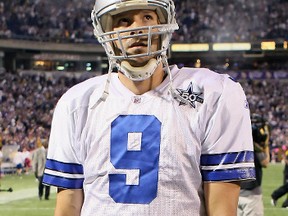 Quarterback Tony Romo #9 of the Dallas Cowboys walks off the field following the game against the Minnesota Vikings at Mall of America Field on October 17, 2010 in Minneapolis, Minnesota.