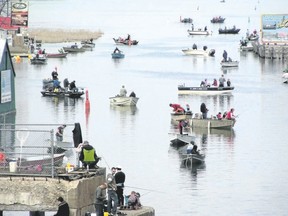Boats and anglers jam the Narrows for the Orillia Perch Festival.