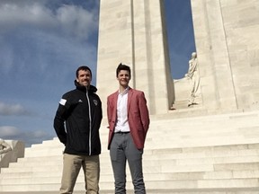 Vimy Ridge Academy teacher Graham Fleming and student Josh Hidson are in France to commemorate the 100th anniversary of the battle of Vimy Ridge.