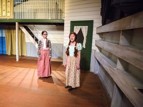 Gabriella Gerber, 13, plays Marilla Cuthbert and Evelyn Moir-Bazely, 11, is Anne Shirley in the Original Kid?s Theatre Company production of Anne of Green Gables. (HANNAH MACLEOD, The London Free Press)