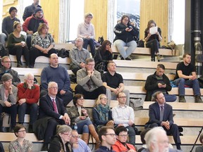 People listen to a panel talk about a new arena for Sudbury. (Gino Donato/Sudbury Star).