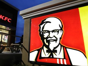 This April 18, 2011 file photo shows a KFC restaurant in Mountain View, Calif. KFC said Friday, April 7, 2017, that it will stop serving chickens raised with certain antibiotics. The fried chicken chain said the change will be completed by the end of next year at its more than 4,000 restaurants in the U.S.(AP Photo/Paul Sakuma, File)