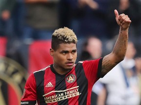 He may be giving the thumbs-up in this photo, but Atlanta United forward and leading scorer Josef Martinez will miss Saturday’s match against TFC with a hamstring injury. (AP)