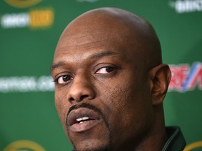 Edmonton Eskimos general manager Ed Hervey, pictured speaking to the media a day after losing the 2016 East final, was relieved of his duties with the club Friday, April 7, 2017. (Ed Kaiser)