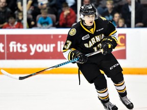 Sarnia Sting rookie centre Brady Hinz had 25 points in 61 games in 2016-17 after being a third-round pick in the 2016 OHL draft. (AARON BELL/OHL Images)