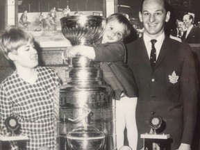 Supplied photo 
Karen Pappin, Merrill (3), Jim Pappin in a 1967 Stanley Cup hug.