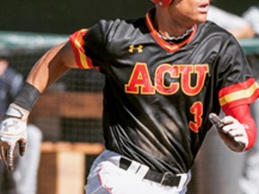 Gary Sheffield Jr. in action with Arizona Christian University's baseball team. The 23-year-old outfielder has signed with the Edmonton Prospects of the Western Major Baseball League for this summer.