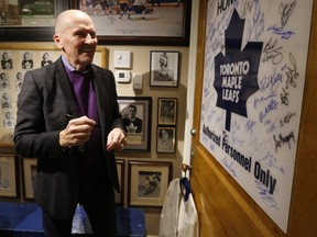 Mike Pelyk was at the home of Toronto Maple Leafs #1 fan Mike Wilson held a reunion for Toronto Marlboros 1967 Memorial Cup winning team on April 8, 2017. (Jack Boland/Toronto Sun/Postmedia Network)