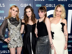From left to right: Zosia Mamet, Allison Williams, Lena Dunham and Jemima Kirke attend The New York Premiere Of The Sixth & Final Season Of 'Girls' at Alice Tully Hall, Lincoln Center on Feb. 2, 2017 in New York City. (Jamie McCarthy/Getty Images)
