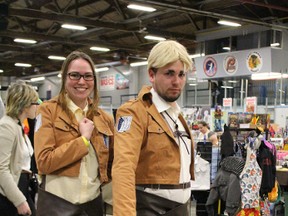 Kahley Glover and Bryan Maw join a Pop Culture gathering as their favorite characters from the animated series Attack on Titan. (Neil Bowen/Sarnia Observer)