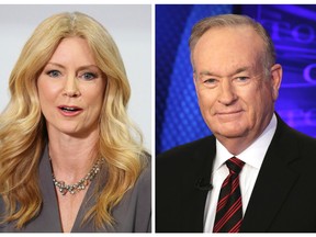 Former Fox News contributor Wendy Walsh, left, and Fox News personality Bill O'Reilly are seen in this combination photo. (AP Photo/Anthony McCartney, left, and Richard Drew, Files)