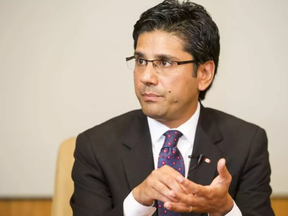 Yasir Naqvi, MPP for Ottawa-Centre and Ontario's Attorney General, speaks with the Ottawa Citizen editorial board Friday, September 23, 2016. DARREN BROWN / POSTMEDIA