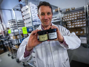 Jordan Sinclair demonstrates cannabis products at Tweed in Smith Falls, Ont. Photo by Chris Donovan CHRIS DONOVAN /OTTAWA CITIZEN