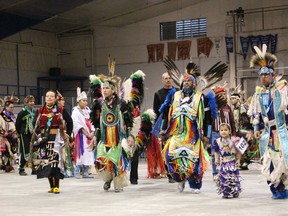 Dancers honor veterans during the Lambton College Pow Wow. (NEIL BOWEN/ Sarnia Observer)