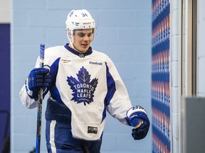 Toronto Maple Leafs forward Auston Matthews at the end of a practice at the MasterCard Centre in Toronto on April 11, 2017. (Ernest Doroszuk/Toronto Sun/Postmedia Network)