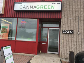 A new CannaGreen marijuana dispensary opened on McEwen Avenue in the west end of Ottawa. Jacquie Miller photo JACQUIE MILLER / -