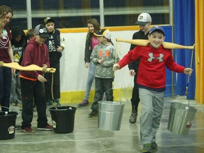 Students in Grade 3-4 from Brookside Public School learned how people from the olden days collected water to take showers and such. (Shaun Gregory/Huron Expositor)